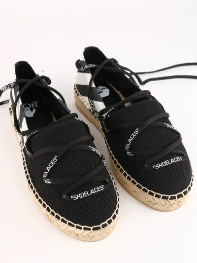 Off-white Canvas Espadrilles In Black
