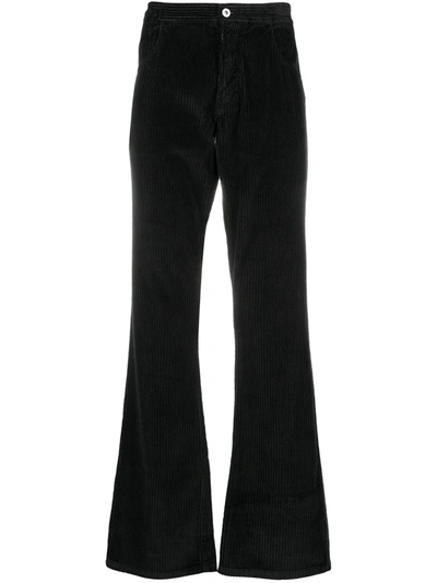 Shop Erl Ribbed Wide-leg Trousers In Black