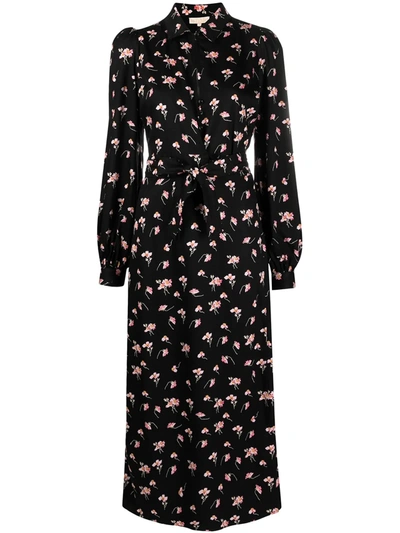Shop Bytimo Floral-print Midi Dress In Black