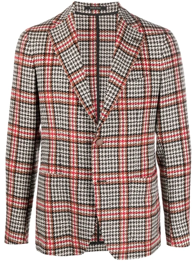 Shop Tagliatore Prince Of Wales Check Blazer In Neutrals