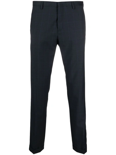 Shop Paul Smith Check Print Tailored Trousers In Blue