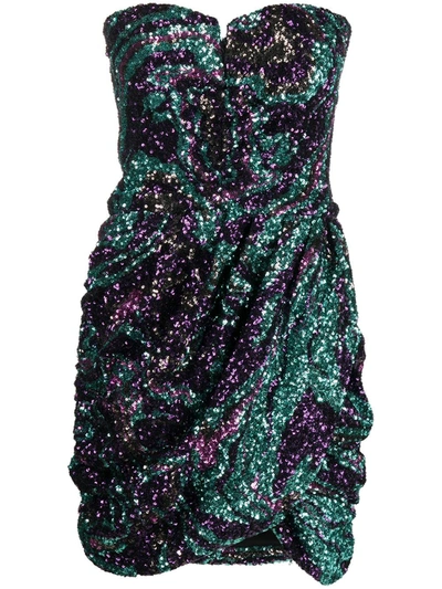 Shop Amen Sequin-embellished Fitted Dress In Purple