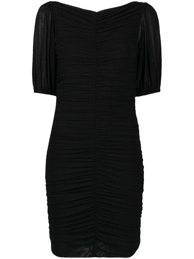 Shop Ganni Ruched-detailed Fitted Dress In Black