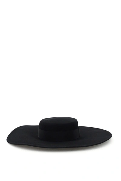 Shop Ruslan Baginskiy Large-brimmed Felt Canotier Hat In Black (black)