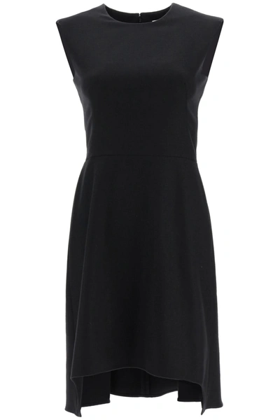 Shop Alexander Mcqueen Asymmetric Wool Mini Dress In Black (black)