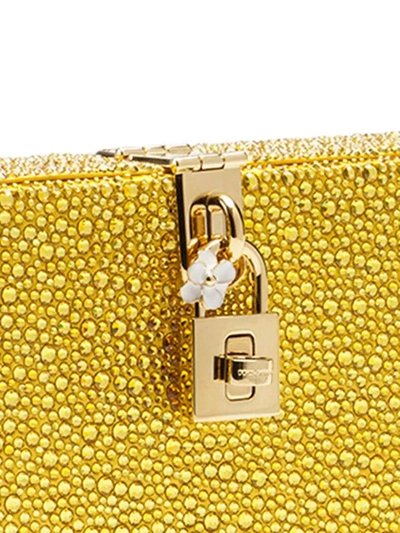 Shop Dolce & Gabbana Crystal-embellished Clutch In Yellow