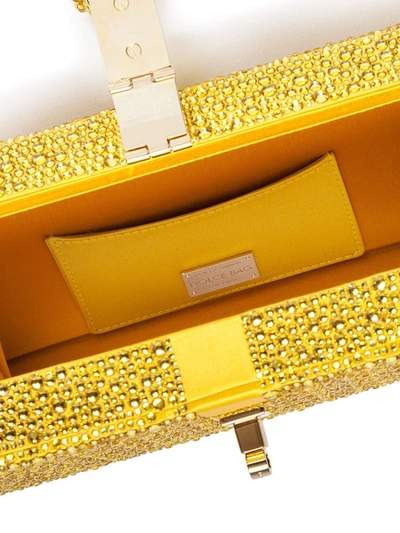 Shop Dolce & Gabbana Crystal-embellished Clutch In Yellow