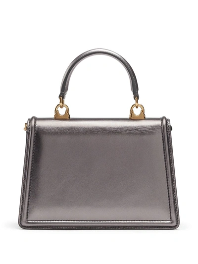 Shop Dolce & Gabbana Devotion Metallic Cross Body Tote In Silver