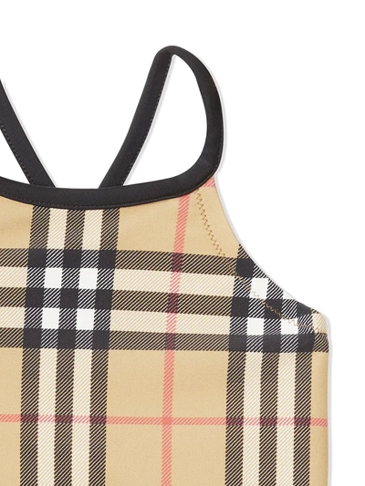 Shop Burberry Check-print Swimsuit In Brown