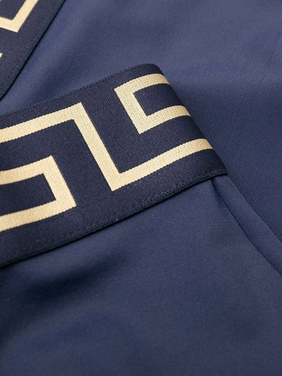 Shop Versace Greca-waistband Logo Boxers In Blue
