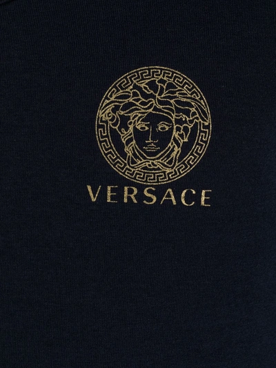 Shop Versace Logo Print Tank Top In Blue