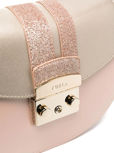 Shop Furla Metropolis Glitter-detail Crossbody Bag In Pink