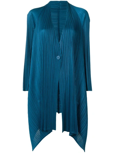 Shop Issey Miyake Echo Pleated Coat In Blue
