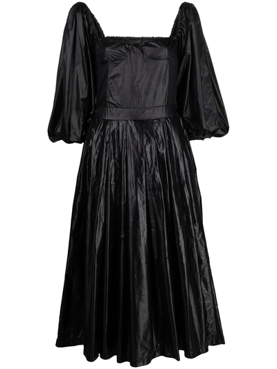 Shop Barbara Bologna Nylon Puff-sleeve Dress In Black