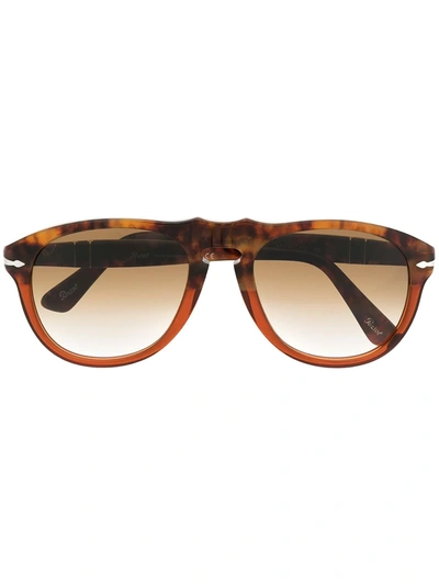 Shop Persol Tortoiseshell Pilot Sunglasses In Brown
