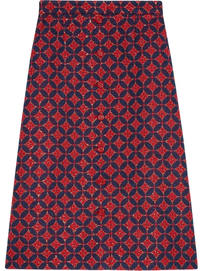 Shop Gucci Circle-pattern A-line Skirt In Red
