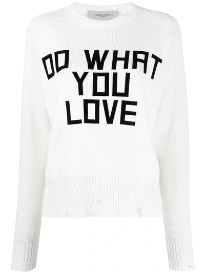 Shop Golden Goose Do What You Love Jumper In White