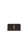 Saint Laurent Monogramme Grain De Poudre Zip-around Wallet In Black