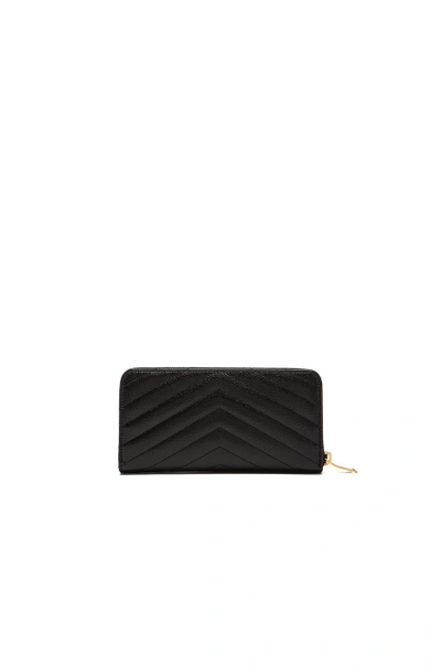 Saint Laurent Monogramme Grain De Poudre Zip-around Wallet In Black