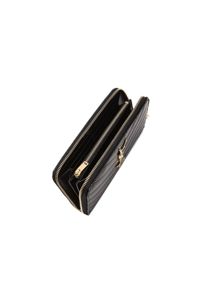 Saint Laurent Monogramme Grain De Poudre Zip-around Wallet In Black
