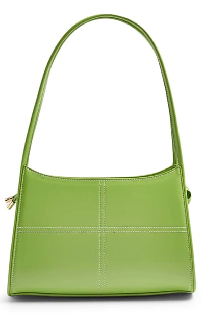 Shop Topshop Topstitch Scoop Faux Leather Shoulder Bag In Green
