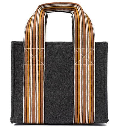 Shop Loro Piana The Suitcase Stripe Mini Cashmere Tote In Grey