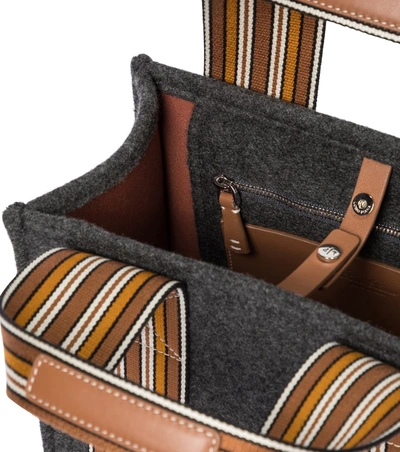 Shop Loro Piana The Suitcase Stripe Mini Cashmere Tote In Grey