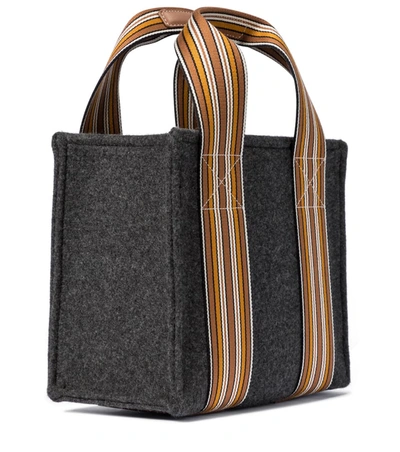 Shop Loro Piana The Suitcase Stripe Mini Cashmere Tote In Grey