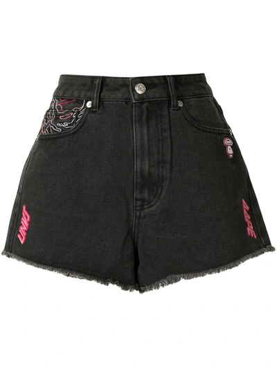 Shop Aape By A Bathing Ape High-rise Embroidered Shorts In Black