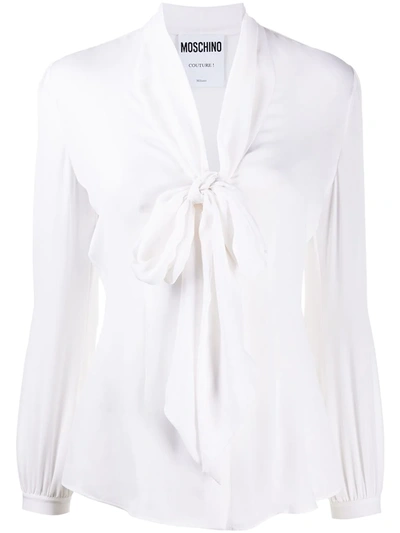Shop Moschino Pussy-bow Fastening Blouse In White