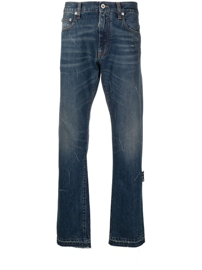 Shop Off-white Faded Hands-off Jeans In Blue