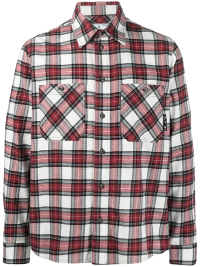Shop Off-white Plaid-check Logo Shirt In Red