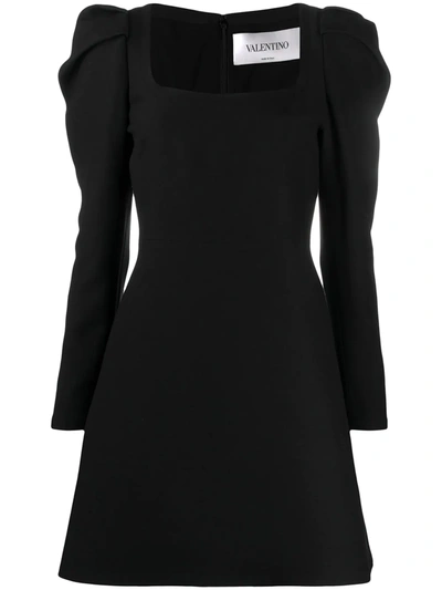 Valentino Puff-sleeve Cocktail Dress In Black