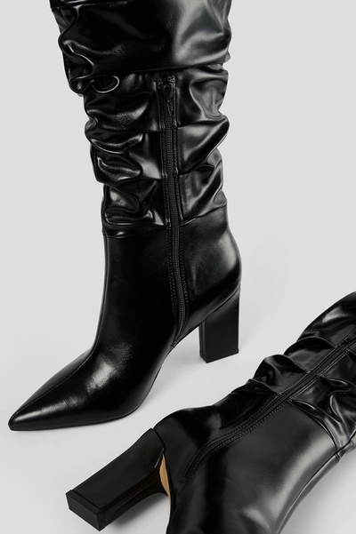 Shop Na-kd Slouchy Shaft Knee Boots - Black