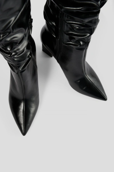 Shop Na-kd Slouchy Shaft Knee Boots - Black
