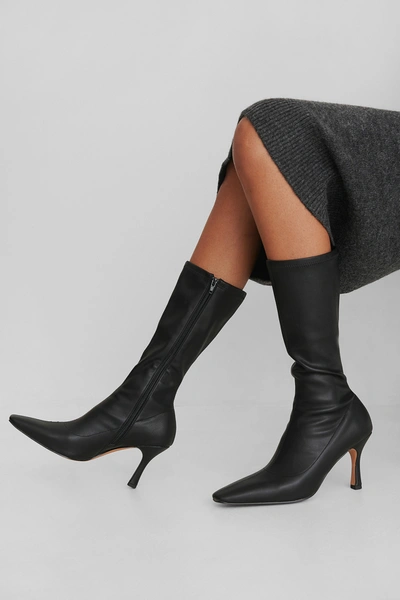 Shop Na-kd Slim Long Toe Boots - Black