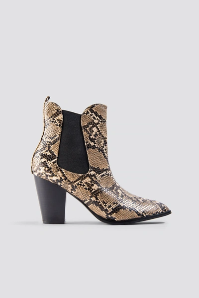 Shop Na-kd High Heel Pu Boot Multicolor In Snake