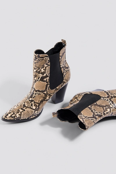 Shop Na-kd High Heel Pu Boot Multicolor In Snake