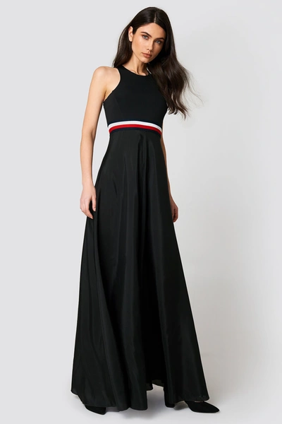 Shop Tommy Hilfiger Gigi Hadid Silk Racer Back Maxi Dress - Black In Black Beauty