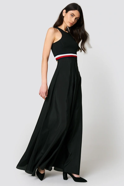 Shop Tommy Hilfiger Gigi Hadid Silk Racer Back Maxi Dress - Black In Black Beauty