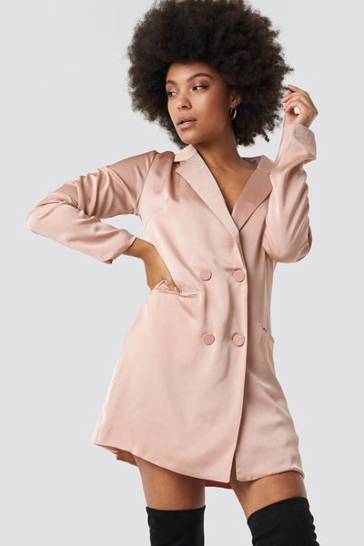 Shop Glamorous Satin Suit Dress - Pink In Blush Pink