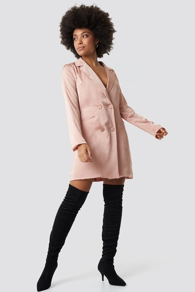 Shop Glamorous Satin Suit Dress - Pink In Blush Pink