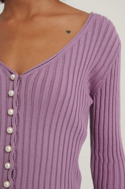 Na-kd Pearl Detailed Knitted Cardigan - Purple | ModeSens