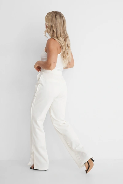 Shop Angelica Blick X Na-kd Seam Detail Pants - Offwhite In Off White