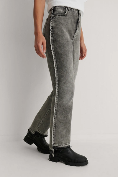 Isha Van Dijk X Na-kd Organic Raw Edge Side Detail Jeans - Grey | ModeSens