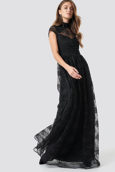Shop Na-kd Lace High Neck Maxi Dress - Black