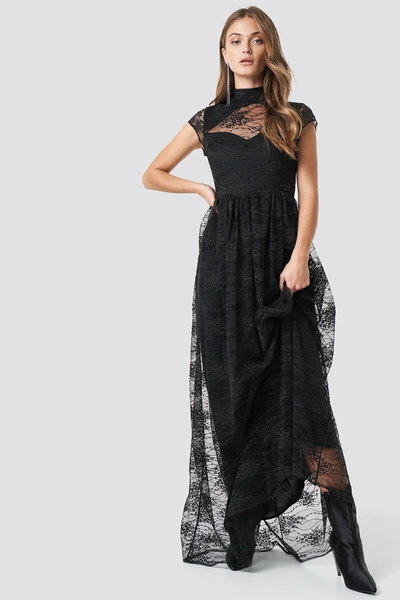 Shop Na-kd Lace High Neck Maxi Dress - Black