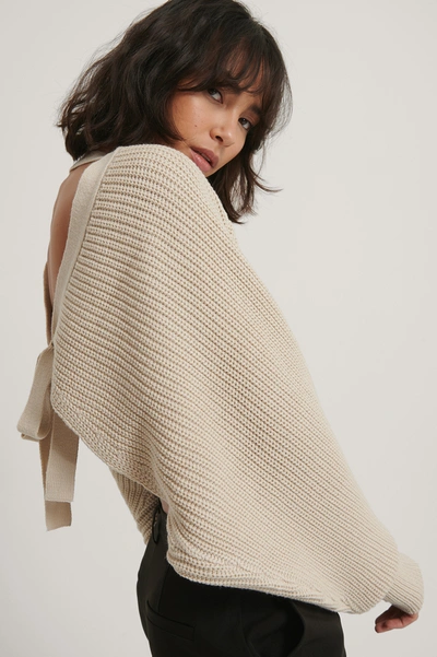 Shop Na-kd Reborn Batwing Tied Back Sweater - Beige