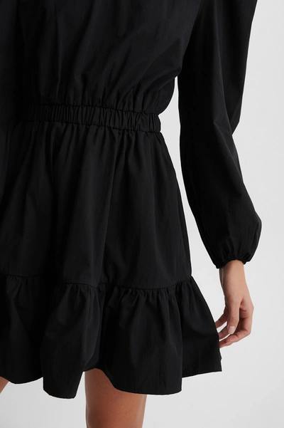 Shop Na-kd Elastic Waist Long Sleeve Floral Dress - Black