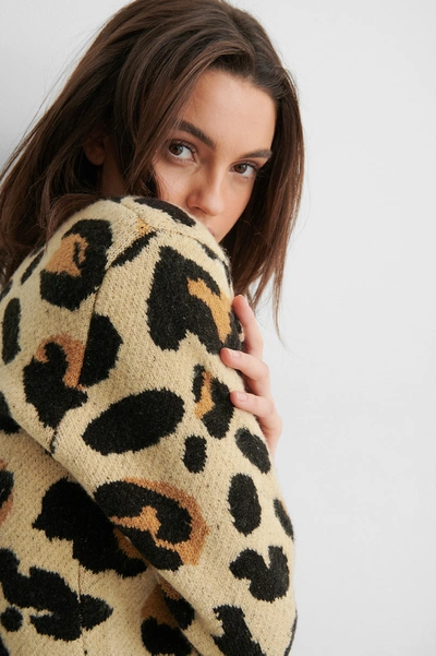 Shop Gine Margrethe X Na-kd Glitter Button Cardigan - Multicolor In Leopard